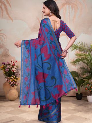 Maroon Designer Mal Cotton Saree with Rich Pallu