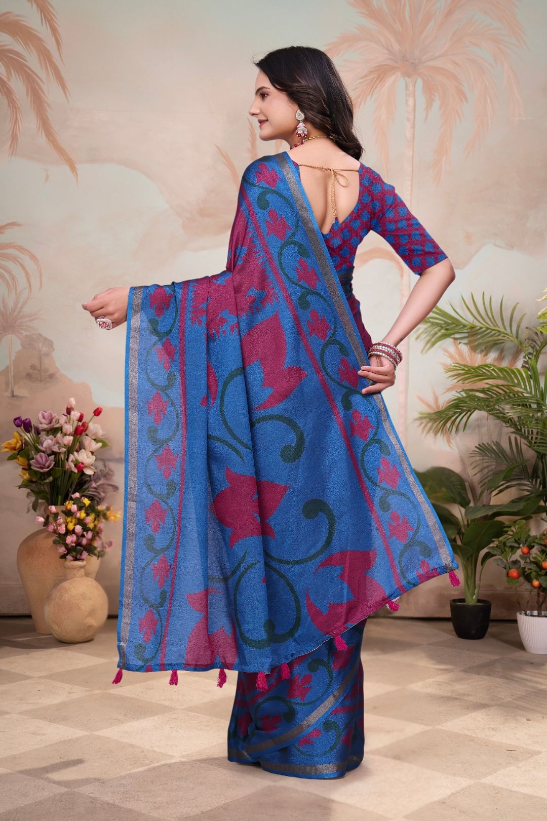 Maroon Designer Mal Cotton Saree with Rich Pallu