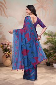 Maroon Designer Mal Cotton Saree with Rich Pallu - Maroon