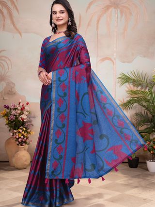 Maroon Designer Mal Cotton Saree with Rich Pallu