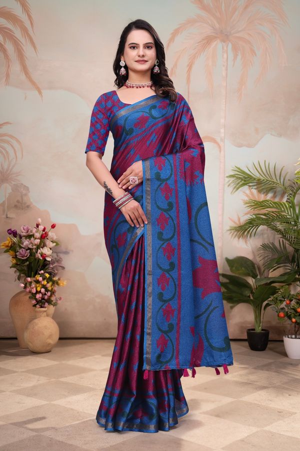 Maroon Designer Mal Cotton Saree with Rich Pallu