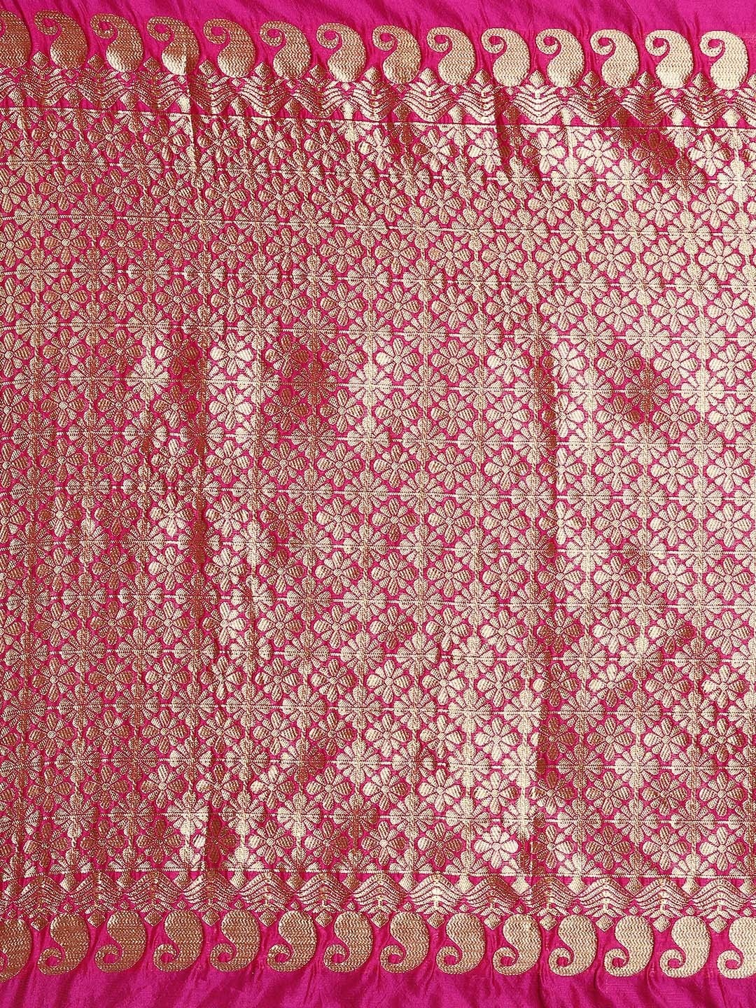 Rani Pink Soft Silk Saree with Traditional Zari Motifs