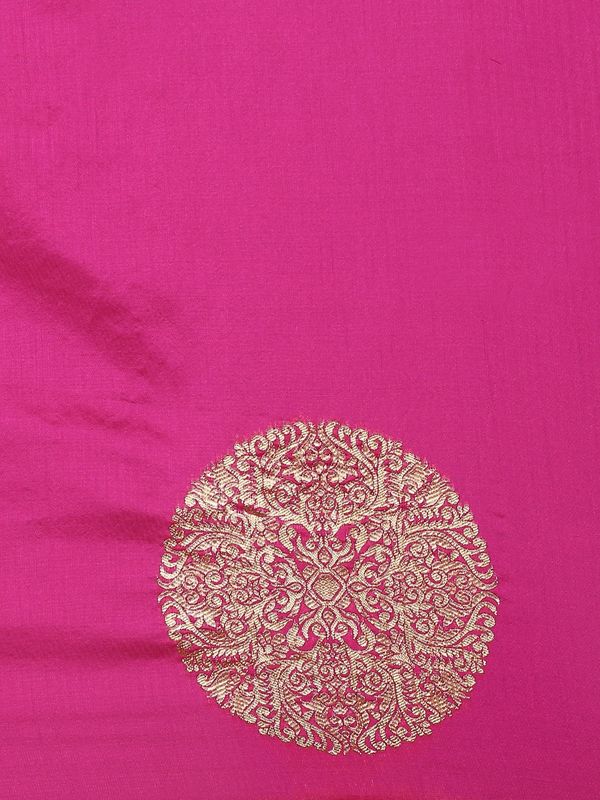 Rani Pink Soft Silk Saree with Traditional Zari Motifs