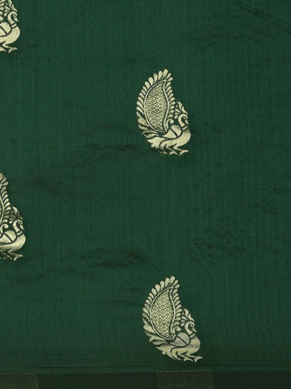 Bottle Green Banarasi Soft Silk Saree for Wedding Wear