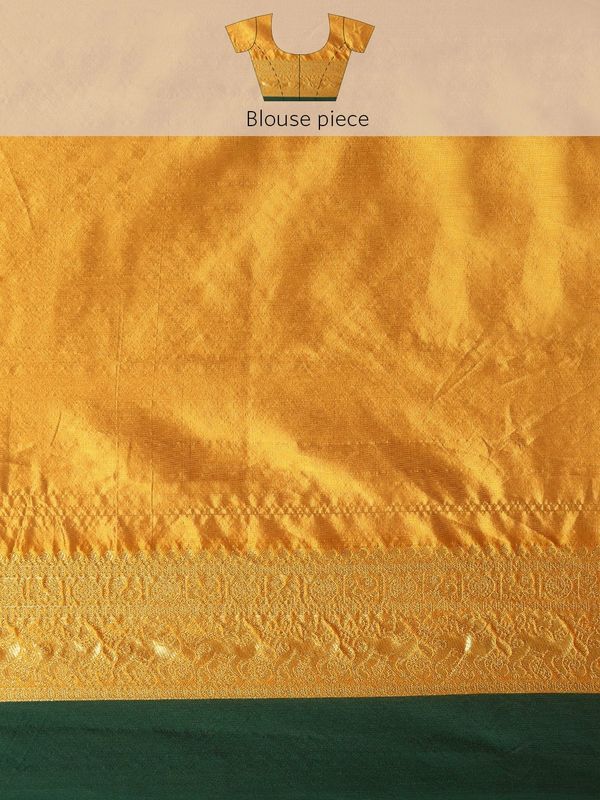 Bottle Green Banarasi Soft Silk Saree for Wedding Wear