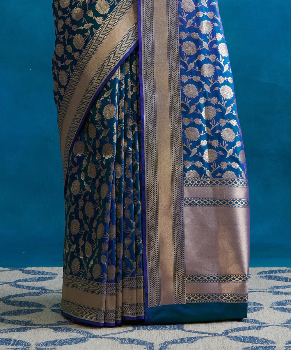 Royal Blue Banarasi Soft Silk Saree with Zari Work