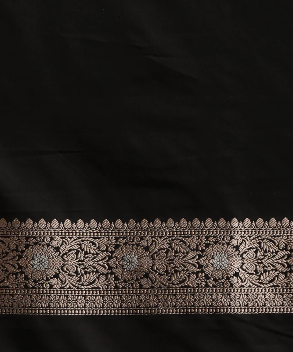 Stylish Black Banarasi Saree with Detailed Jacquard Work