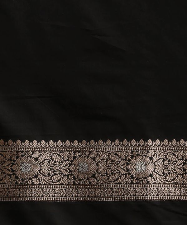 Stylish Black Banarasi Saree with Detailed Jacquard Work
