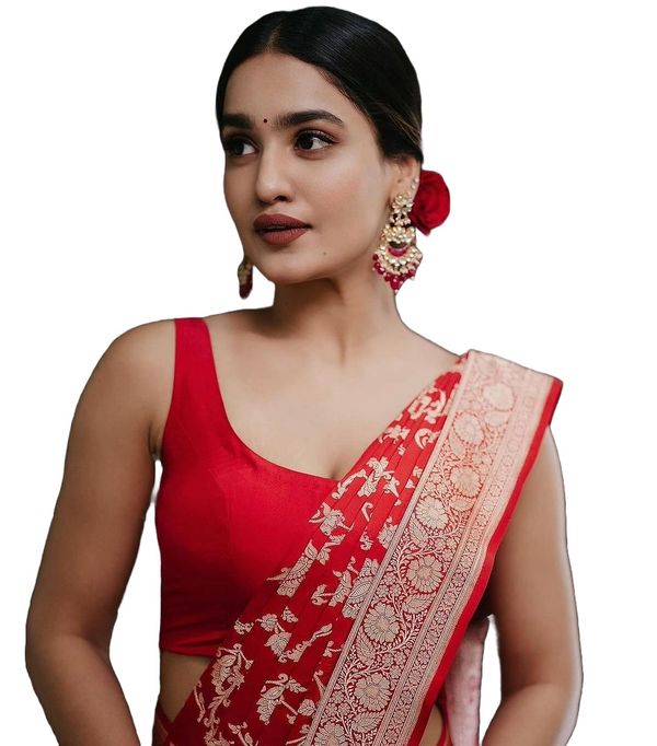 Red Banarasi Soft Silk Saree with Traditional Zari Work