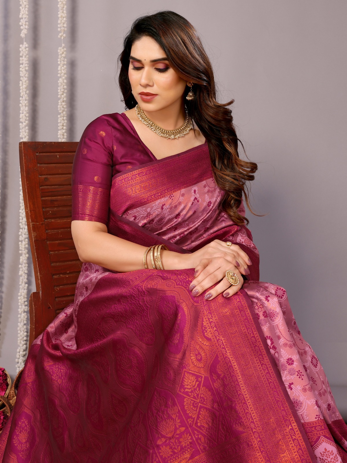 Premium Wine Pink Soft Silk Saree with Rich Jacquard Pallu