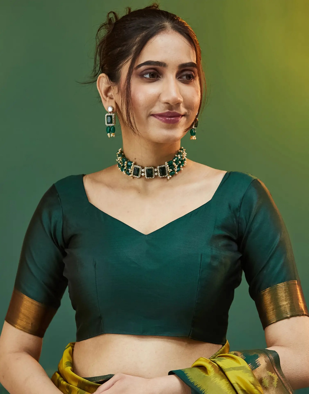 Royal Mustard Green Banarasi Silk Saree with Rich Zari Glow