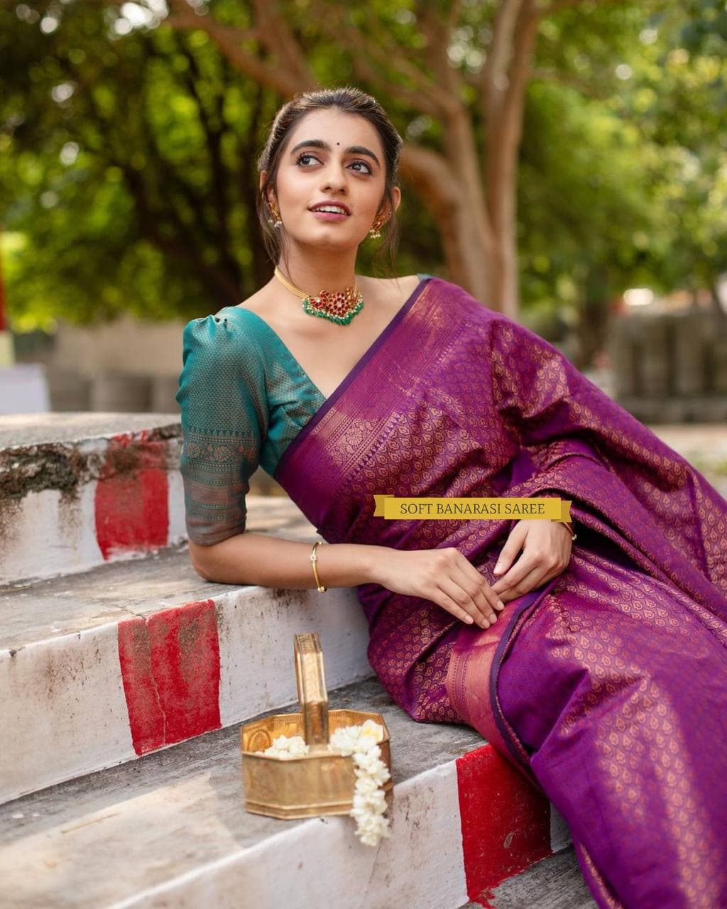 Premium Wine Banarasi Saree with Designer Weave
