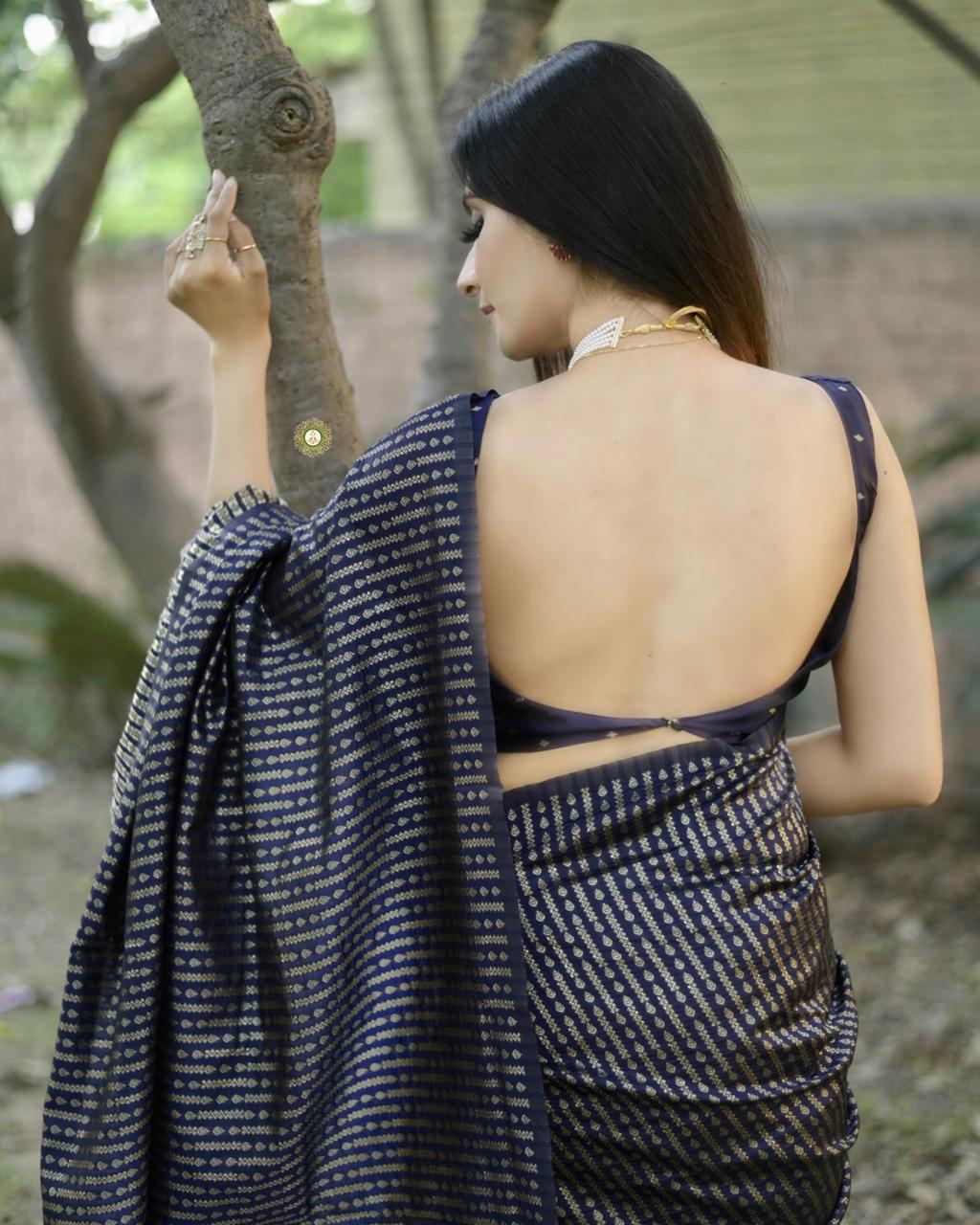 Designer Black Soft Silk Saree with Intricate Patterns