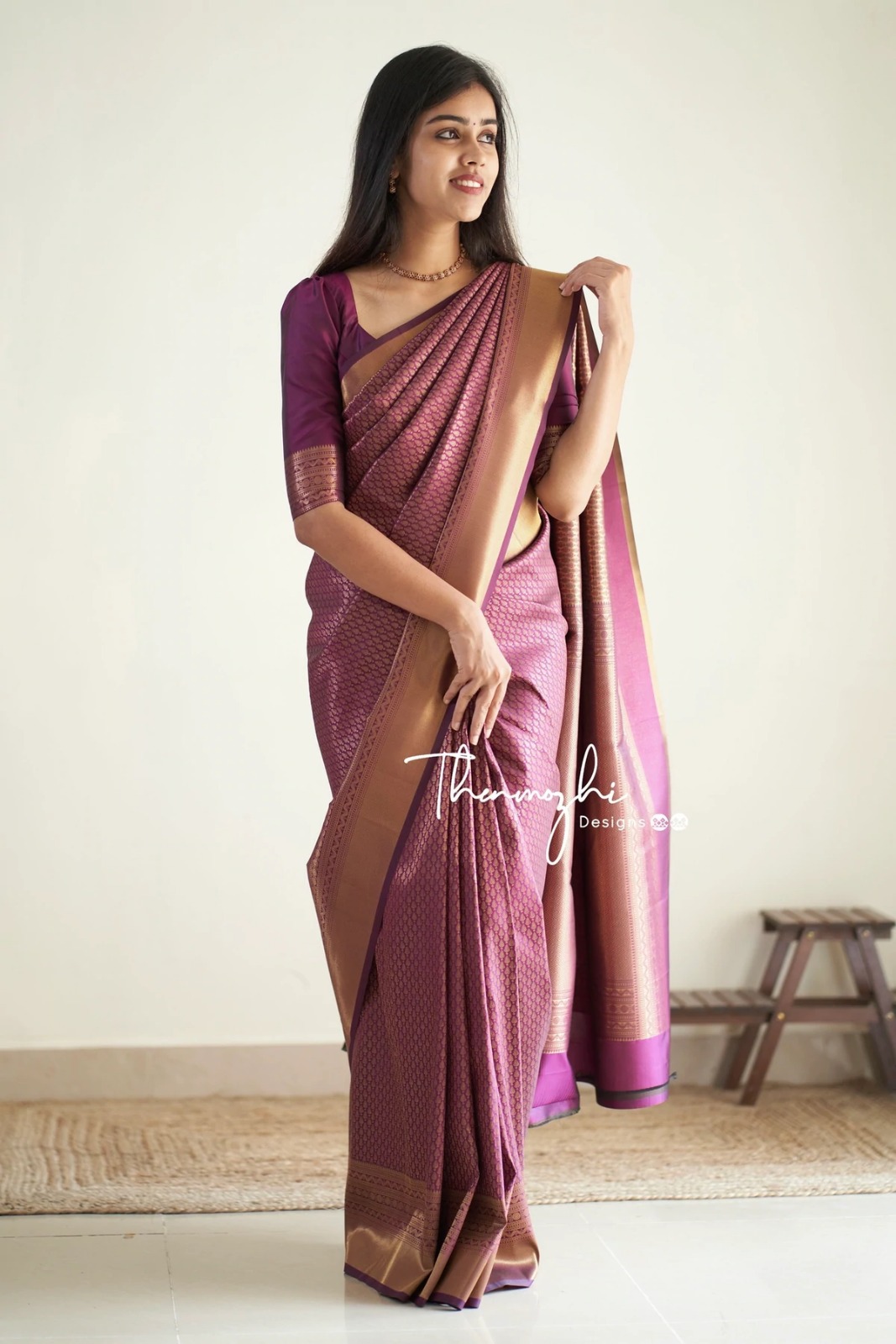 Elegant Mauve Banarasi Silk Saree with Regal Zari Detailing