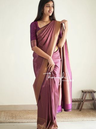 Elegant Mauve Banarasi Silk Saree with Regal Zari Detailing