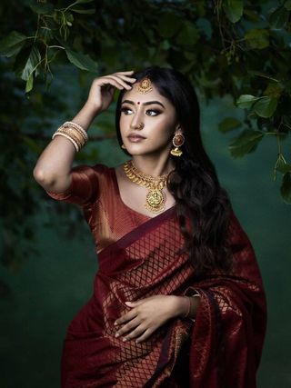 Maroon Banarasi Soft Silk Saree with Zari Design