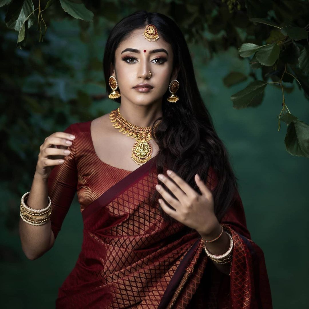 Maroon Banarasi Soft Silk Saree with Zari Design