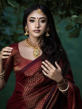 Maroon Banarasi Soft Silk Saree with Zari Design