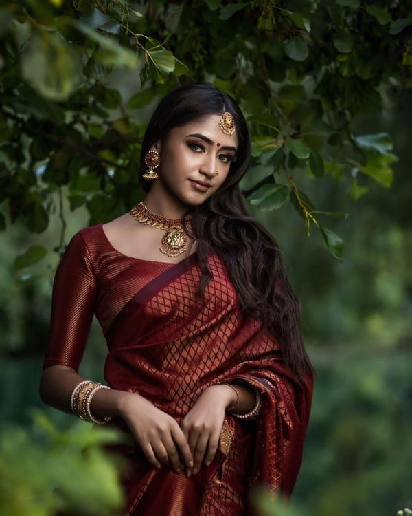 Maroon Banarasi Soft Silk Saree with Zari Design