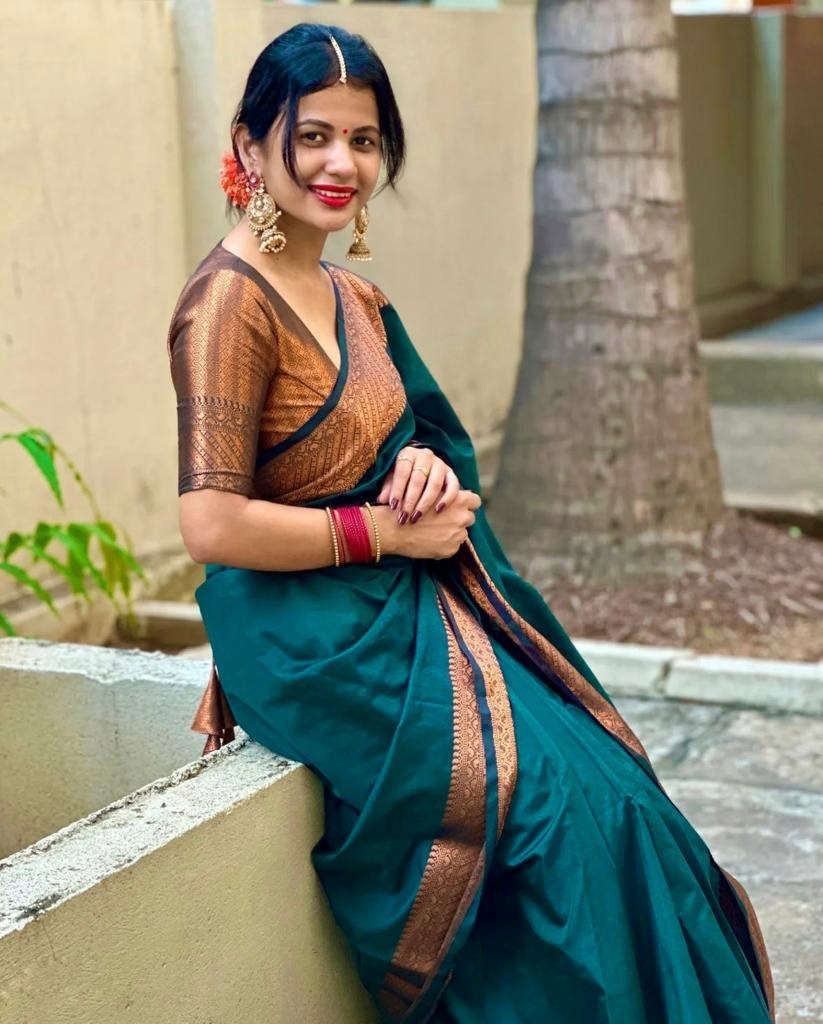 Traditional Teal Banarasi Saree for Festive Wear