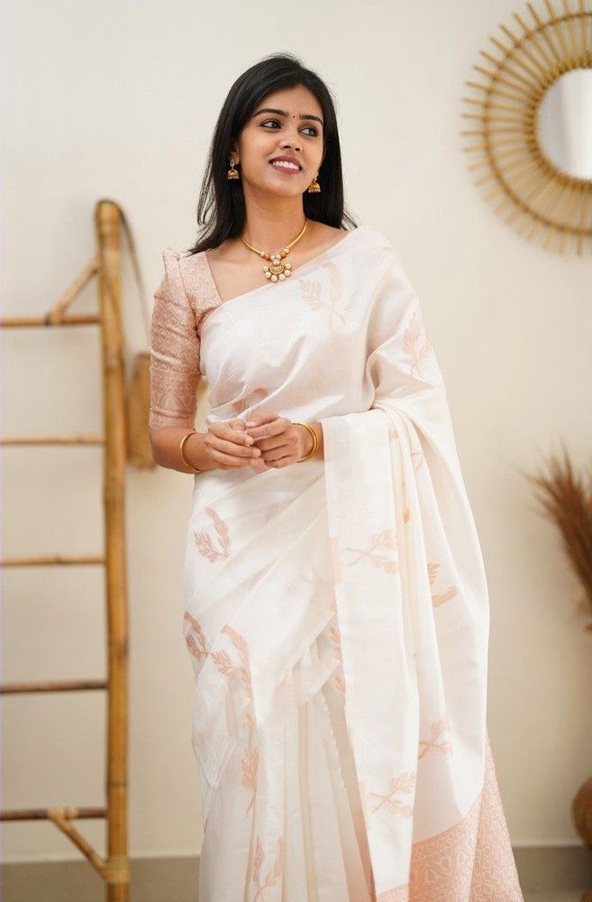 Elegant Cream Silk Saree with Minimal Zari Work