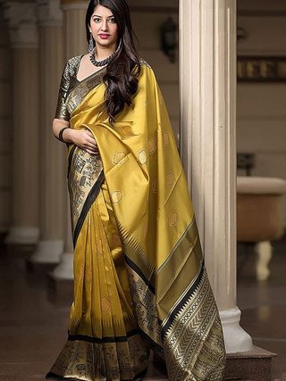 Heritage Mustard Jacquard Silk Saree