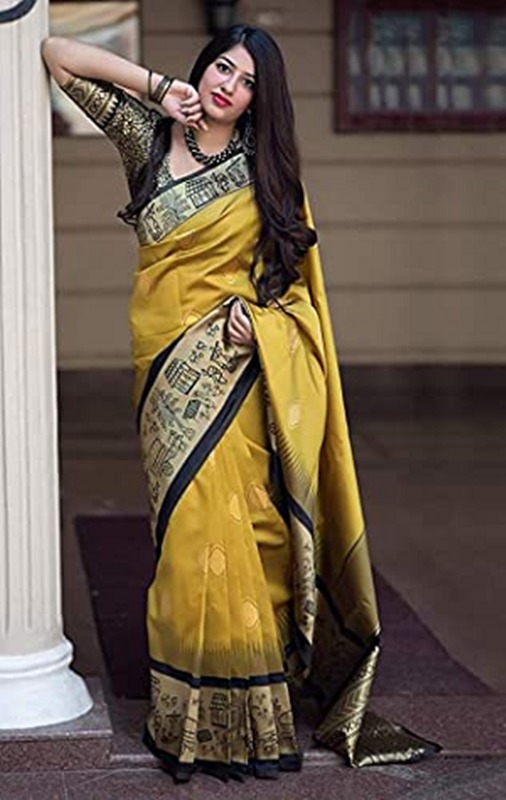 Heritage Mustard Jacquard Silk Saree