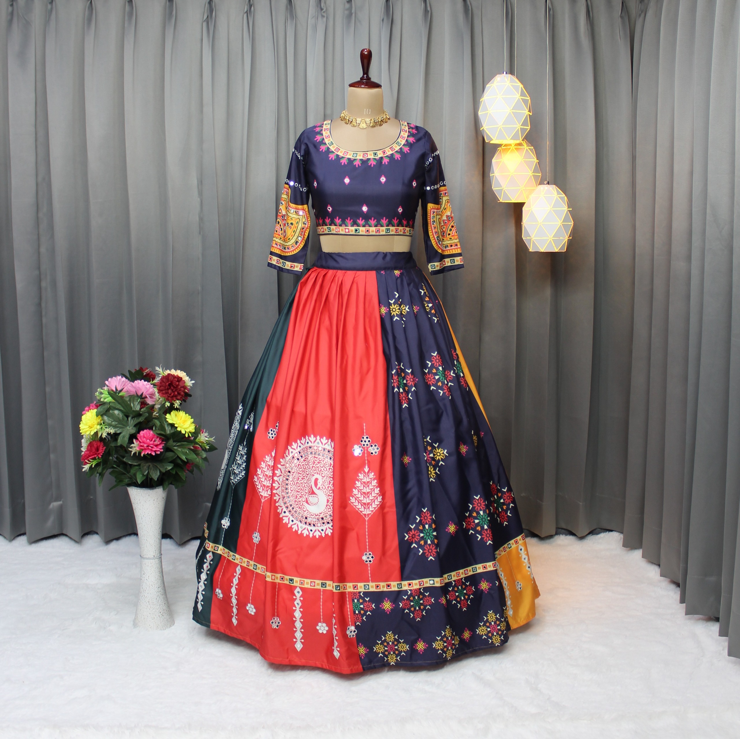 Stylish Multicolor Butter Silk Lehenga Choli Set
