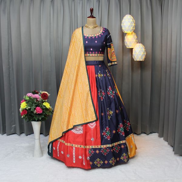 Stylish Multicolor Butter Silk Lehenga Choli Set