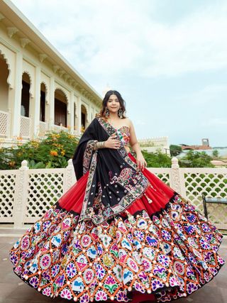 Elegant Mirror Work Navratri Lehenga Choli Set