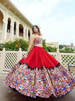 Elegant Mirror Work Navratri Lehenga Choli Set