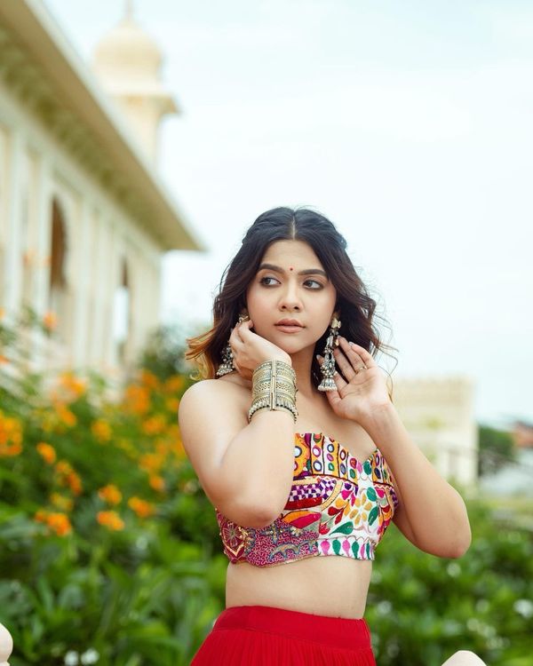 Elegant  Mirror Work Navratri Lehenga Choli Set