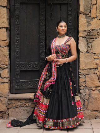 Designer Black Garba Lehenga Choli for Festive Season