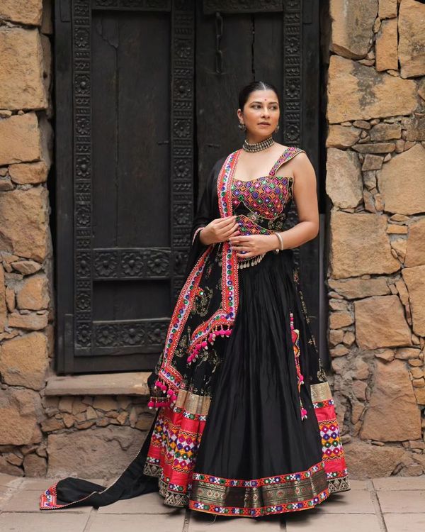 Designer Black Garba Lehenga Choli for Festive Season