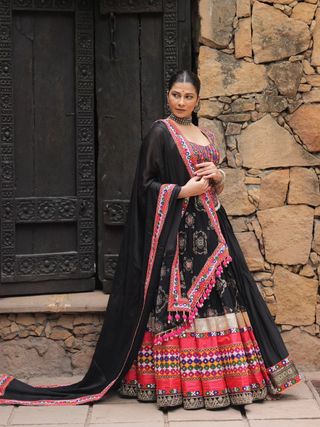 Designer Black Garba Lehenga Choli for Festive Season