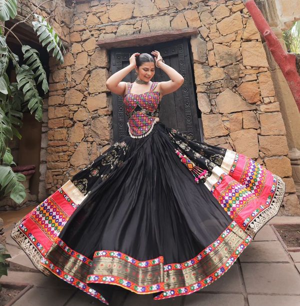 Designer Black Garba Lehenga Choli for Festive Season