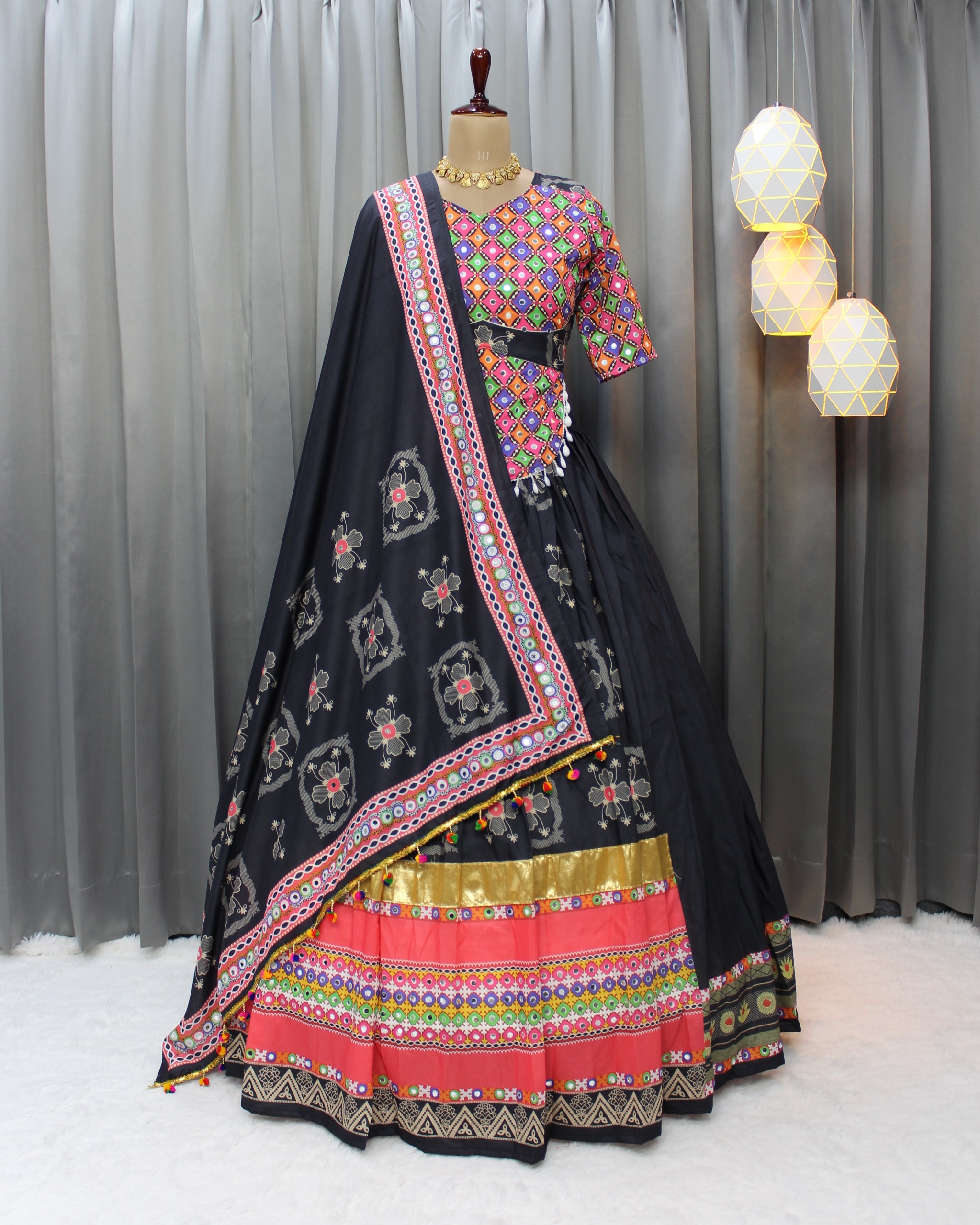 Designer Black Garba Lehenga Choli for Festive Season