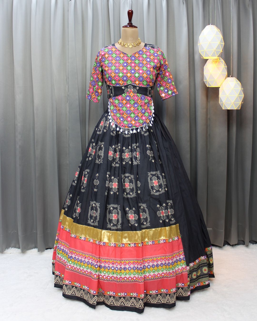 Designer Black Garba Lehenga Choli for Festive Season