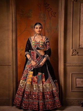 Premium Black Muslin Cotton Lehenga Choli Set