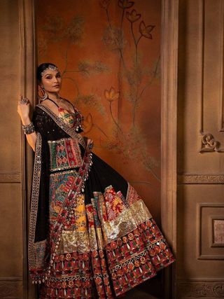 Premium Black Muslin Cotton Lehenga Choli Set