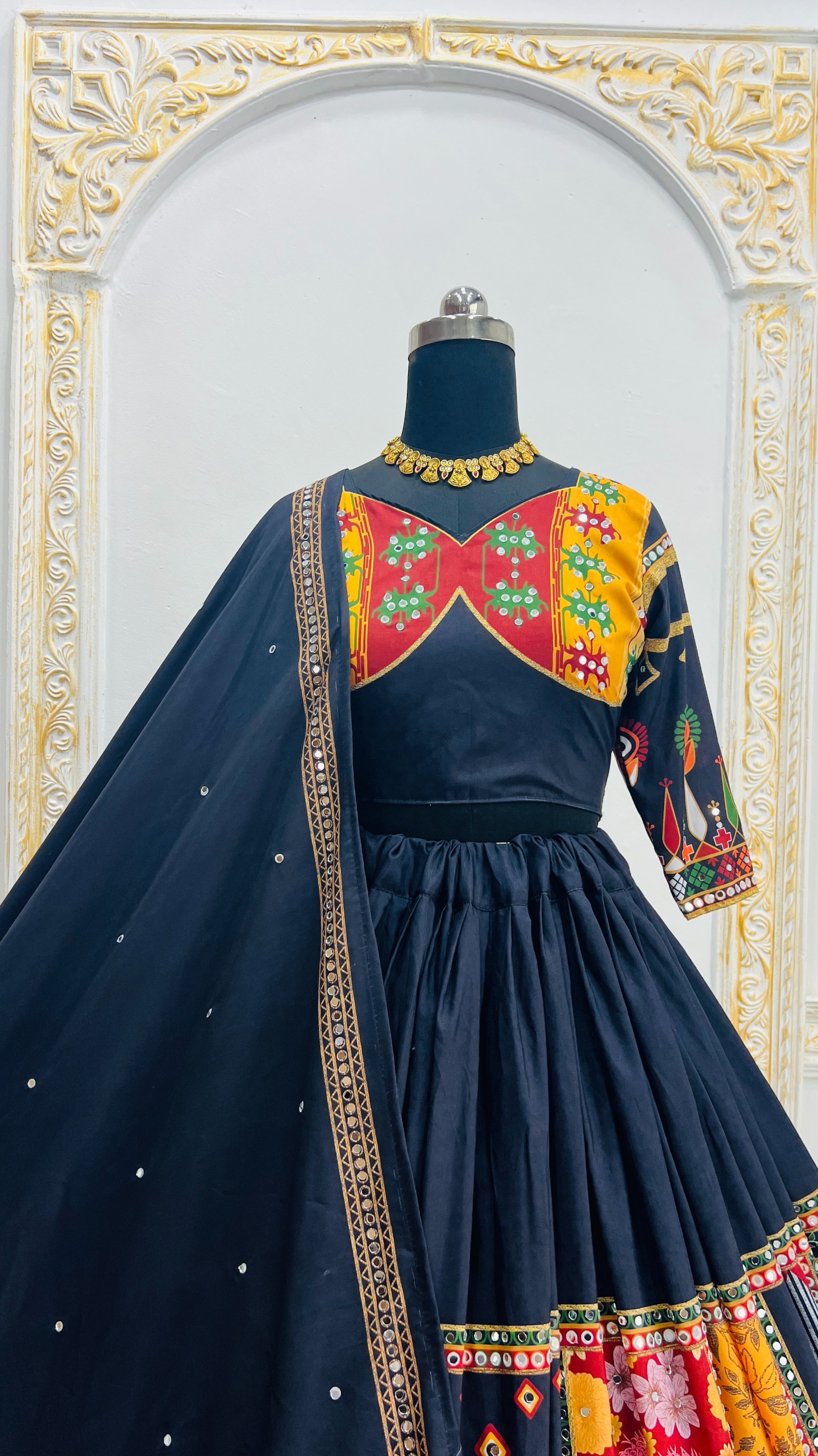 Premium Black Muslin Cotton Lehenga Choli Set