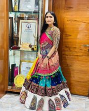 Festive Multicolor Muslin Cotton Lehenga Choli Set - multi color