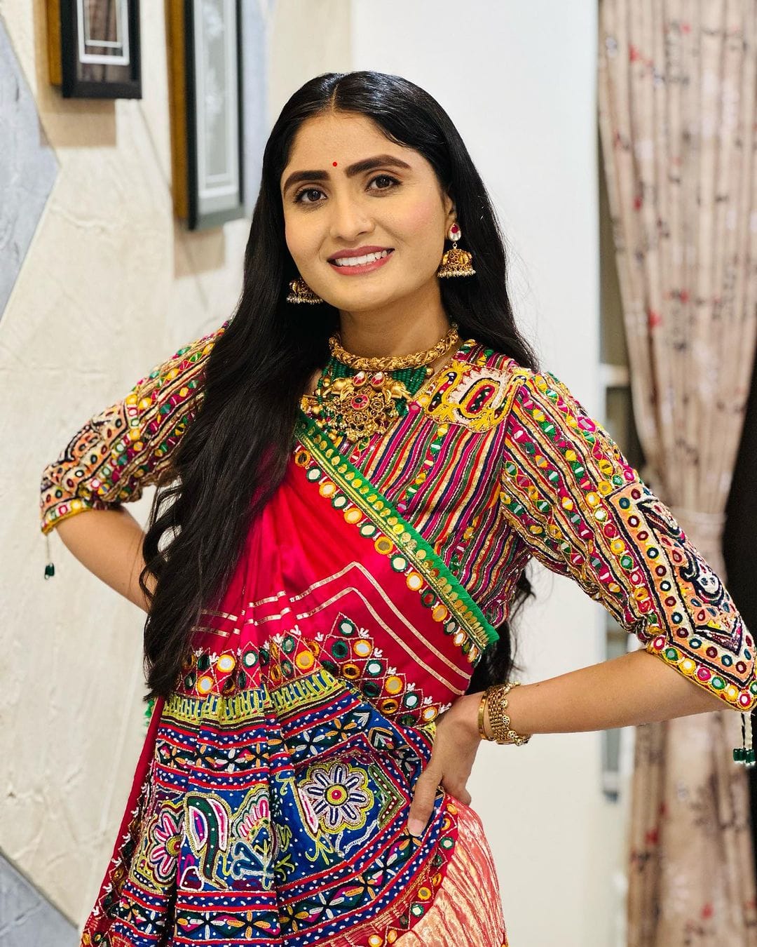 Festive Multicolor Muslin Cotton Lehenga Choli Set