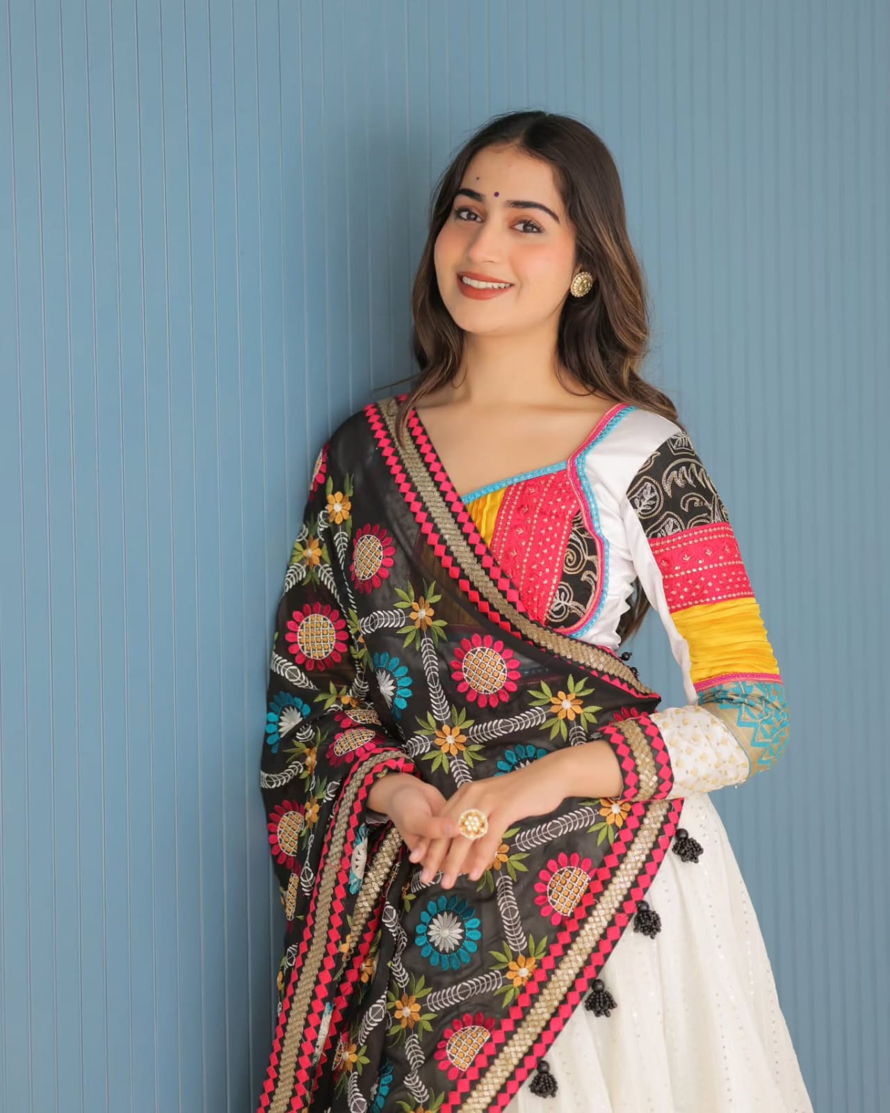 Stylish White Mirror Work Lehenga for Festive Wear