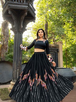 Black Wedding & Festive Wear Designer Lehenga