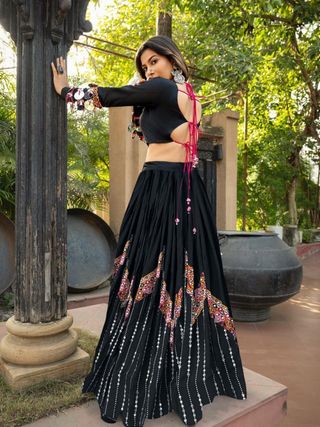 Black Wedding & Festive Wear Designer Lehenga