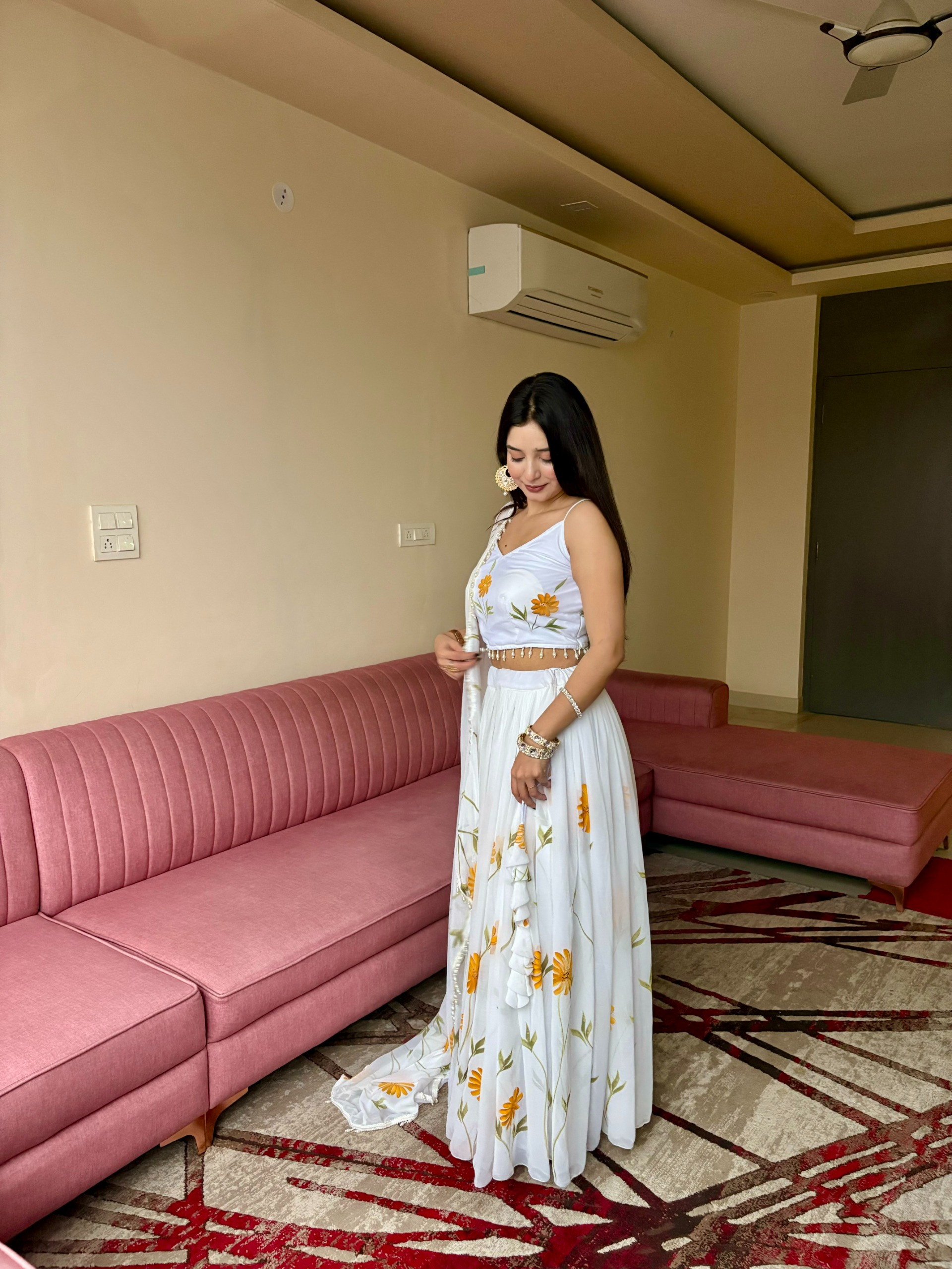 Blue Petal Dream Organza Lehenga with Kodi Work