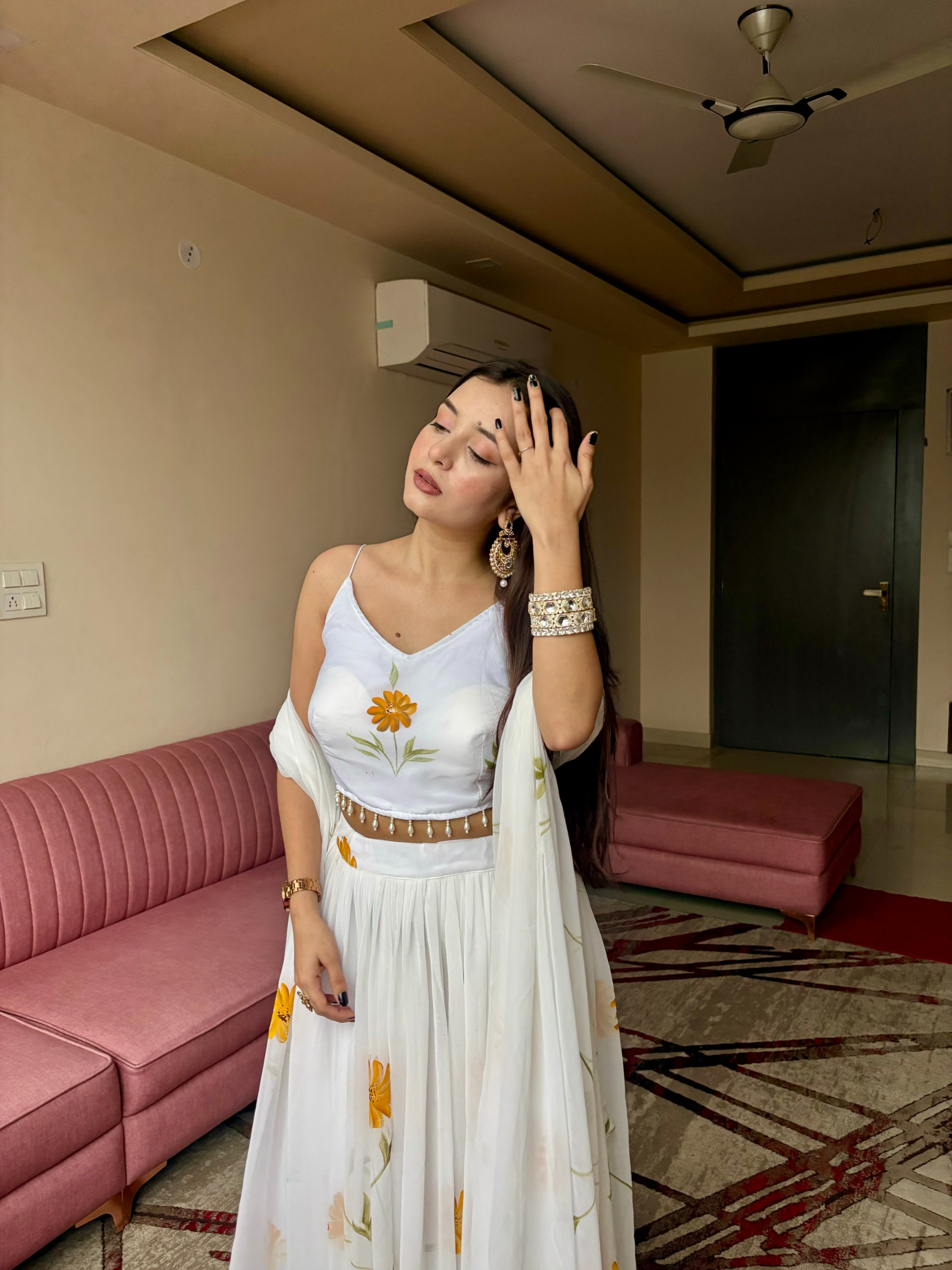 Blue Petal Dream Organza Lehenga with Kodi Work