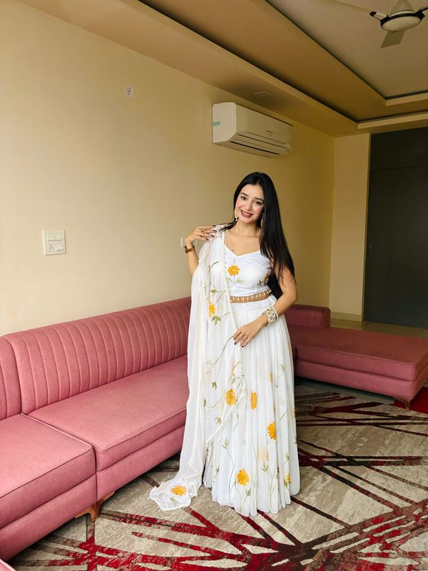 Blue Petal Dream Organza Lehenga With Kodi Work