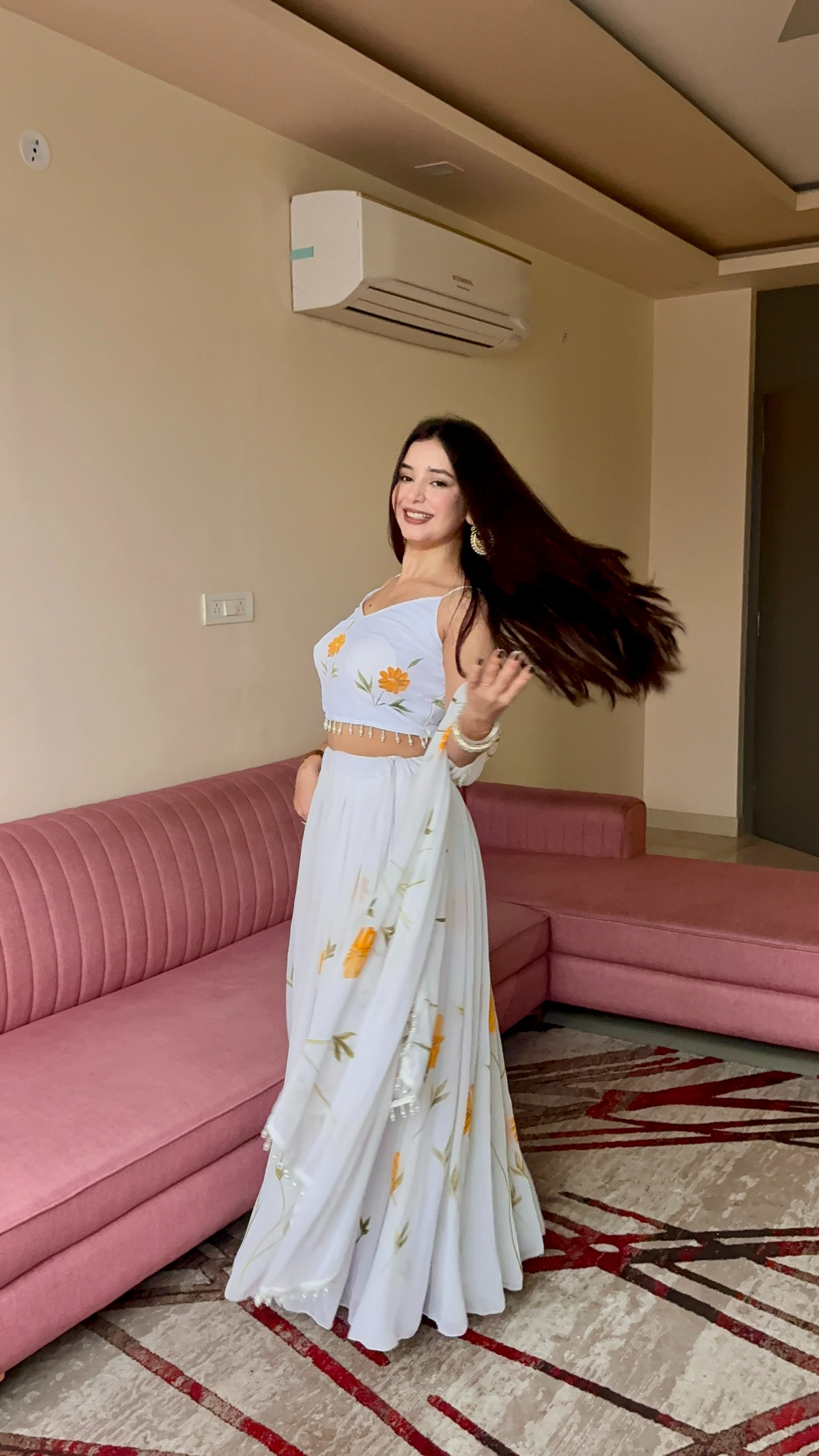 Blue Petal Dream Organza Lehenga with Kodi Work